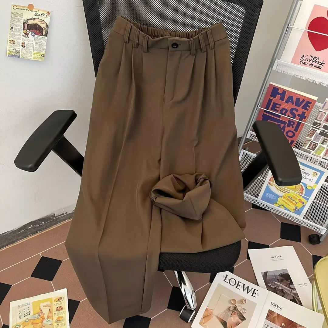 冰丝西装裤男拖地西裤子2025新款夏季百搭宽松小直筒青少年休闲裤