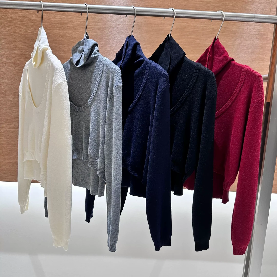 气质轻奢！新款纯色高领两件套长袖针织衫叠穿打底衫2743