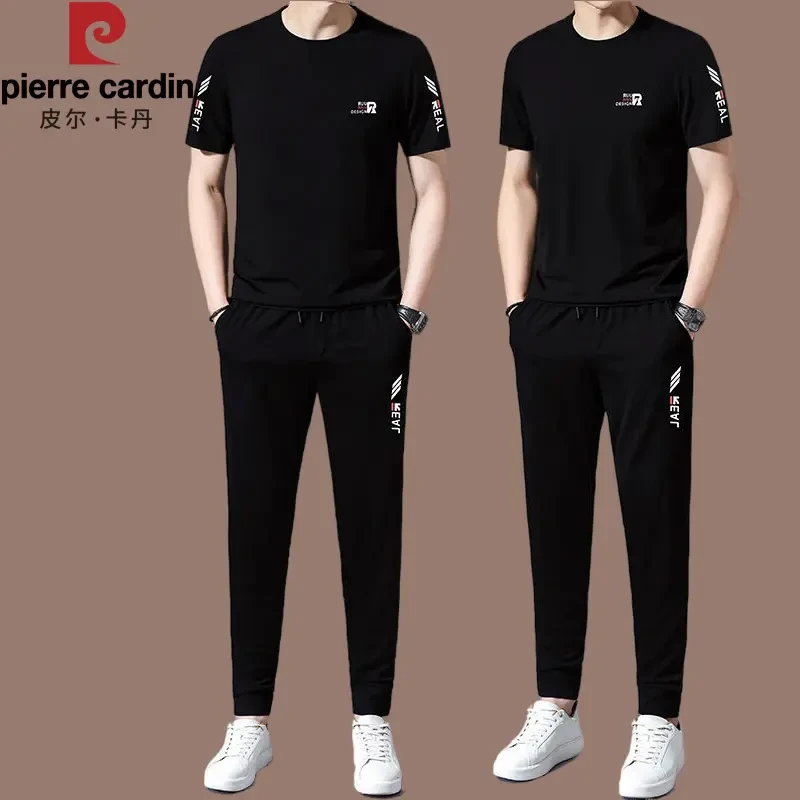 皮尔卡丹正品轻奢男士休闲运动套装2025夏季短袖两件套男装薄商务