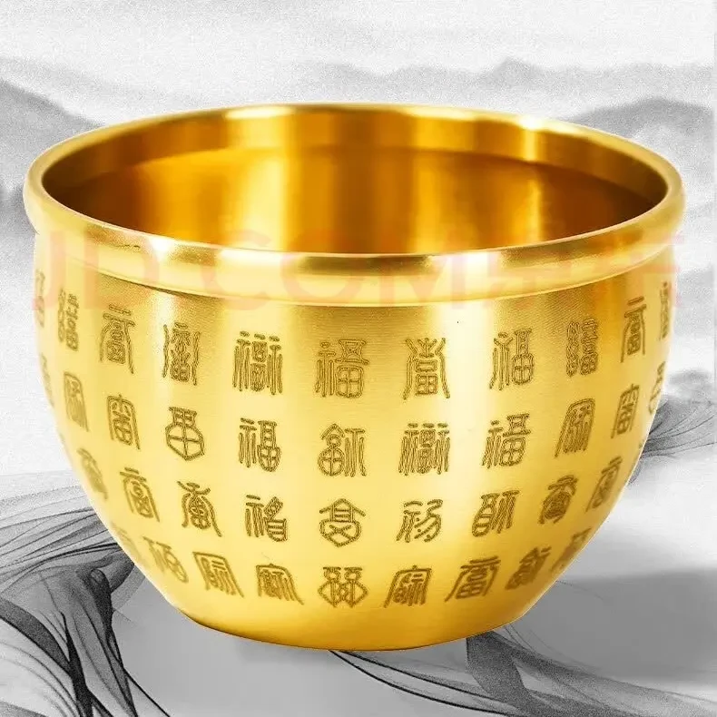 黄铜百福缸米缸聚宝盆摆件助聚财家居装饰