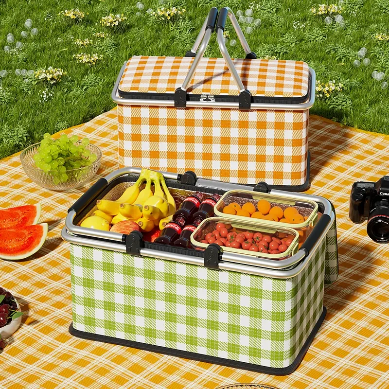 野餐篮可折叠户外春游露营野炊保温手提提篮野餐用品必备网红篮子