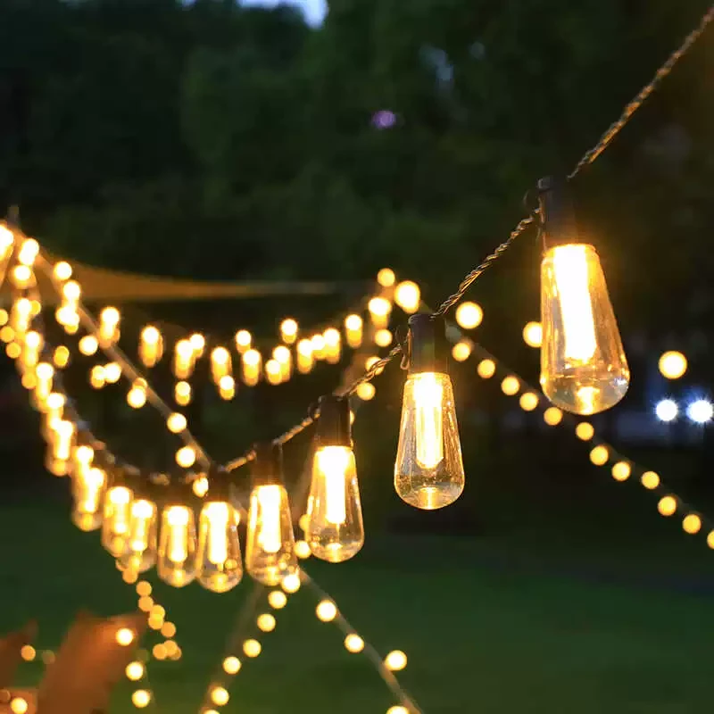 户外防水太阳能露营复古球泡串灯露营野营营地庭院天幕氛围装饰灯