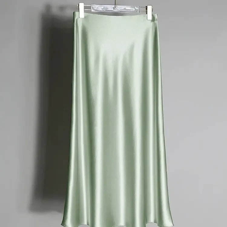 气质缎面高腰半身裙优雅显瘦垂感中长款鱼尾裙
