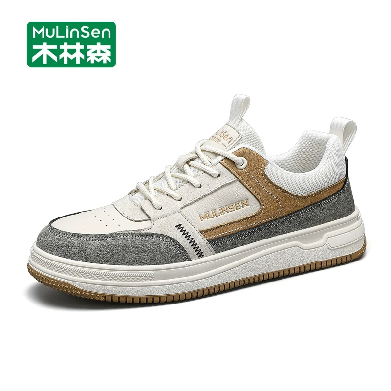 木林森男鞋2025新款秋季厚底防滑耐磨增高运动百搭休闲板鞋男款