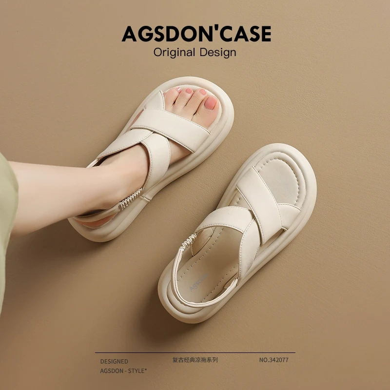 奥古狮登凉鞋女夏季2025新款外穿运动休闲软底一字带厚底沙滩拖鞋