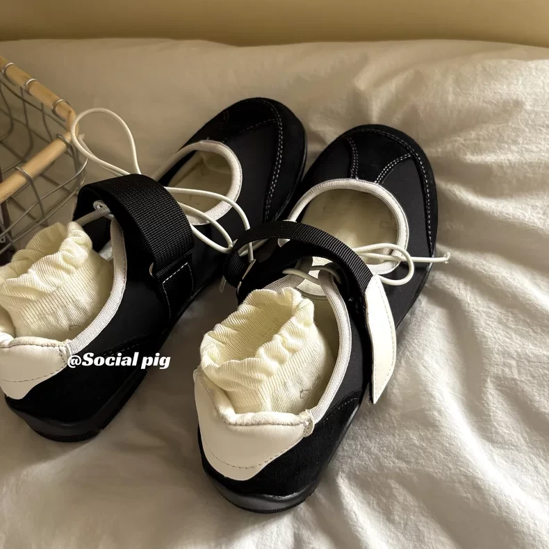 春夏新款爆火玛丽珍鞋女镂空魔术贴芭蕾德训鞋运动浅口休闲鞋女