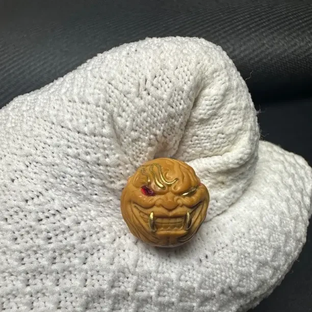 猴头核桃全品纯手工雕刻镶嵌夜叉恶首单珠文玩配饰