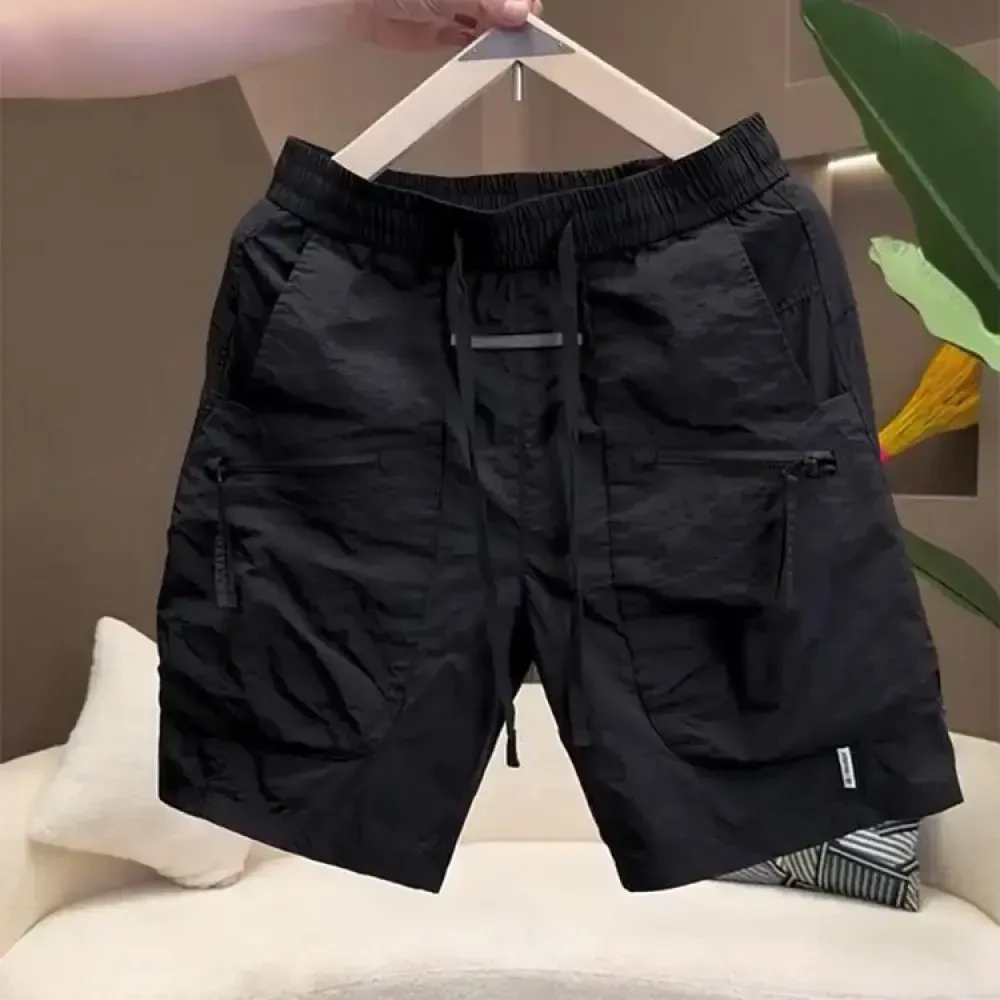 夏季男士纯色工装五分裤薄款速干潮流大口袋休闲裤宽松百搭短裤