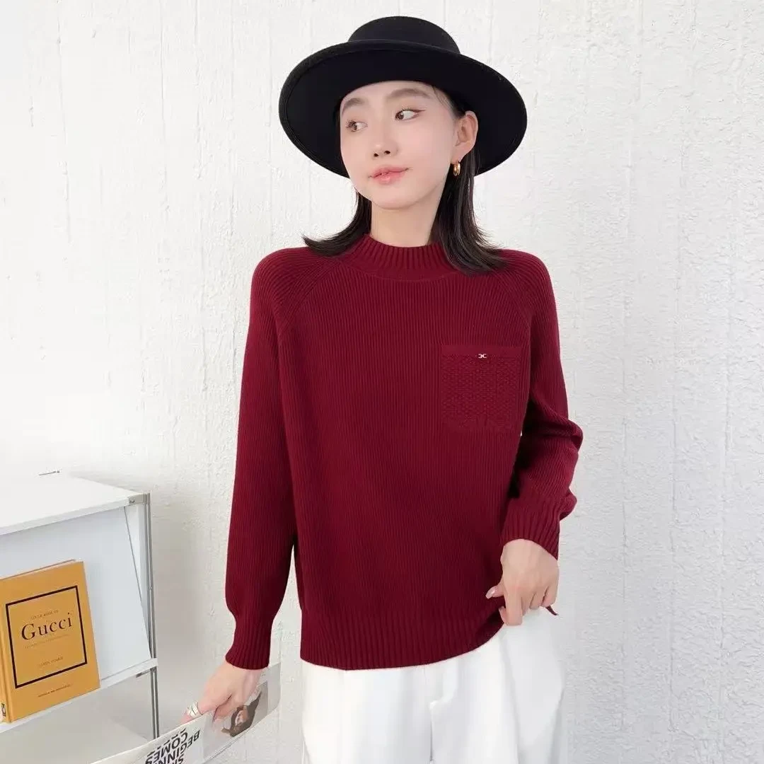 依美阁女装推介秋冬款中高领毛衫宽松百搭