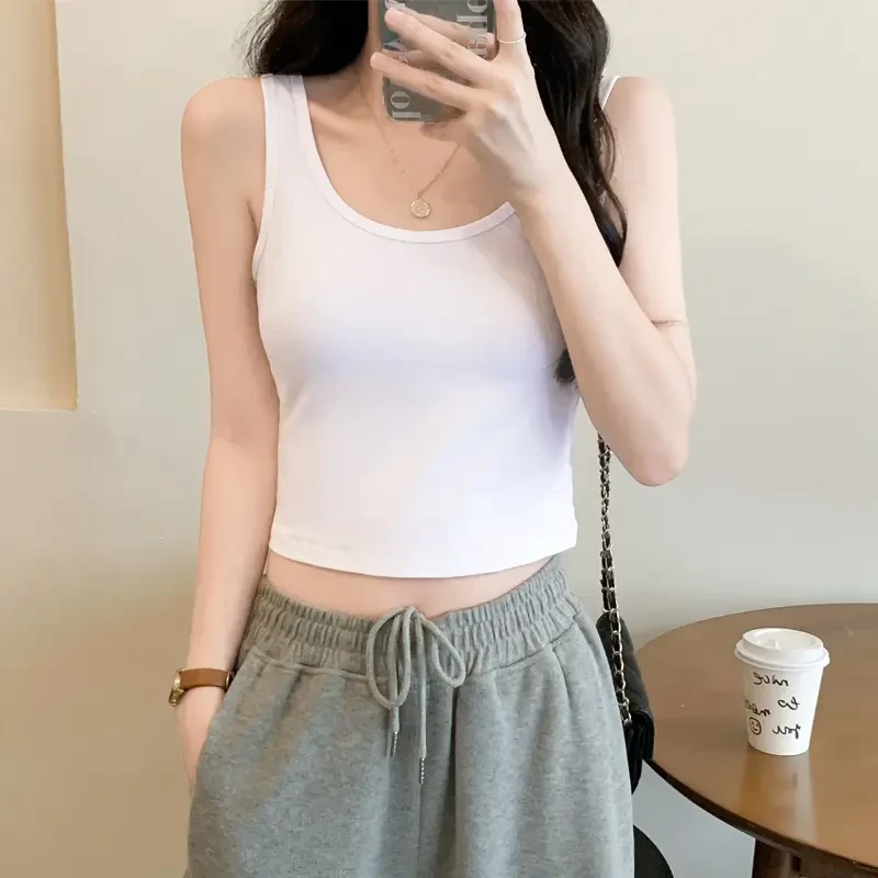 韩版2025新款白色小吊带背心女内搭春夏美背打底上衣短款显瘦夏季