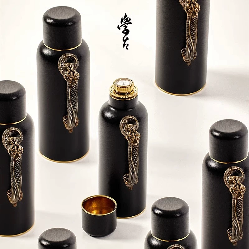 学古x无垠|2025乙巳蛇年限定精致送礼传家壶迷你金鳞墨麟 保温壶