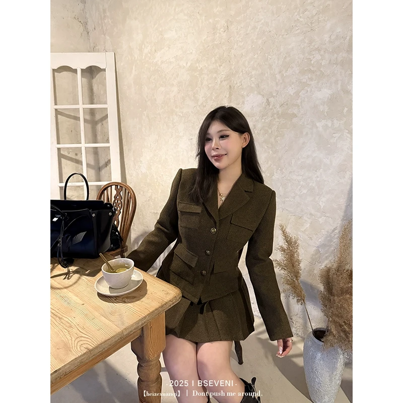 黑泽玄七「香谢麦贝尔」自带裤里 / 复合斜纹双纱毛呢小套装