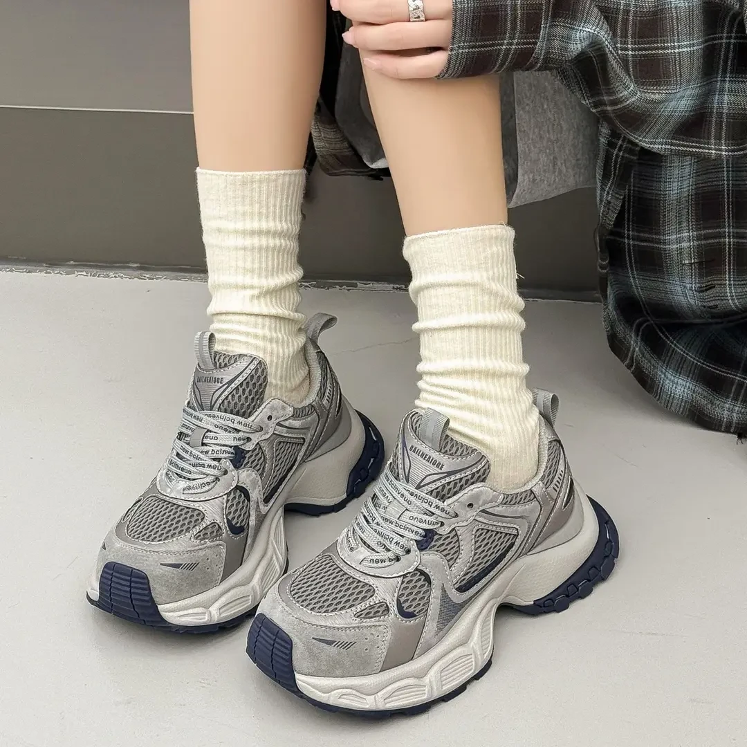 【增高5】真皮老爹鞋女秋季爆款百搭厚底网红超火显小众运动休