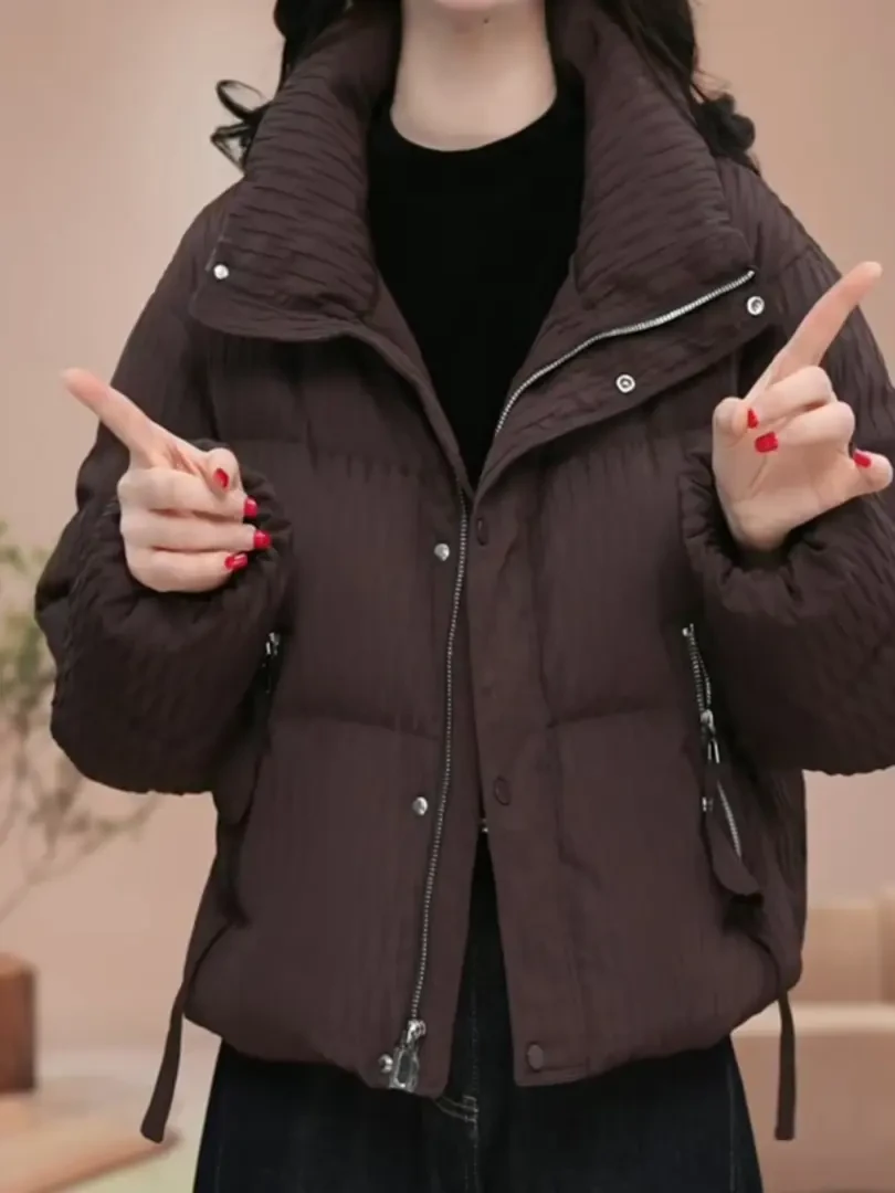 冬季新款大码洋气百搭白鸭绒外套短款小个子轻便保暖羽绒服女