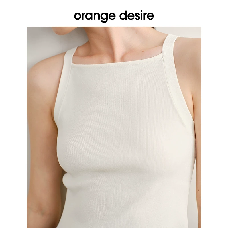 orange desire温柔简约一字领针织背心女夏内搭无袖OD2DMD9030