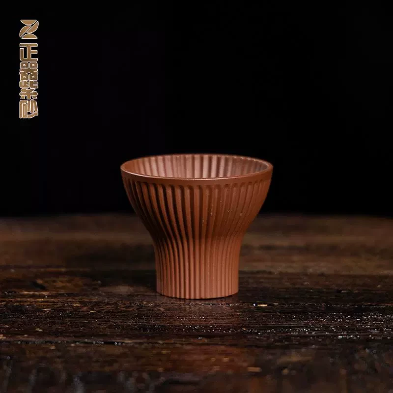 宜兴原矿朱泥纯全手工静秋杯 高端茶器 素版 中品  AA15350复古