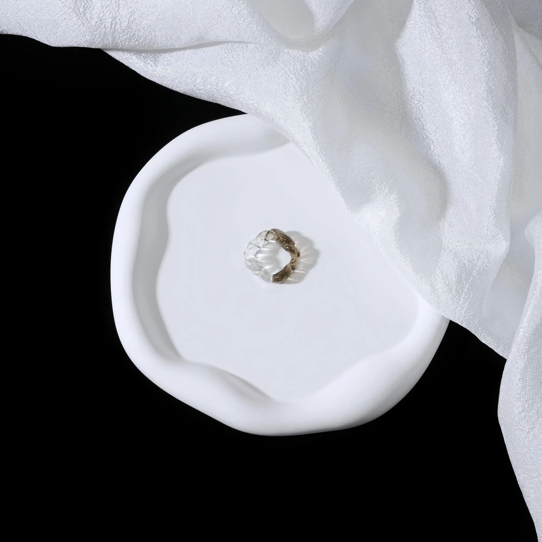 非金属仿水晶戒指 复古风琉璃扭曲戒指小众设计新中式优雅撞色