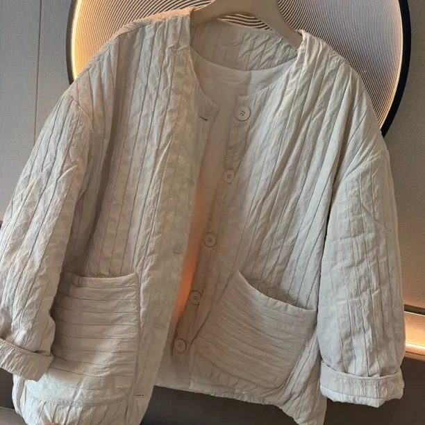 星星精选【暖秋】圆领保暖日系休闲风棉服短外套秋冬极简风百搭外套