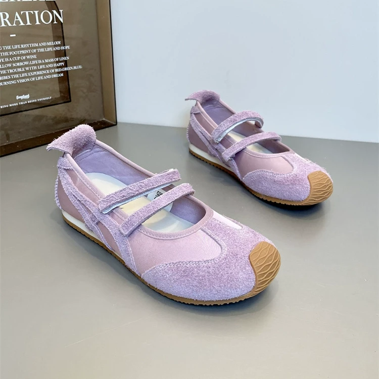 2025今年流行百搭鞋子简约休闲绒面德训鞋女甜美芭蕾软底玛丽珍鞋