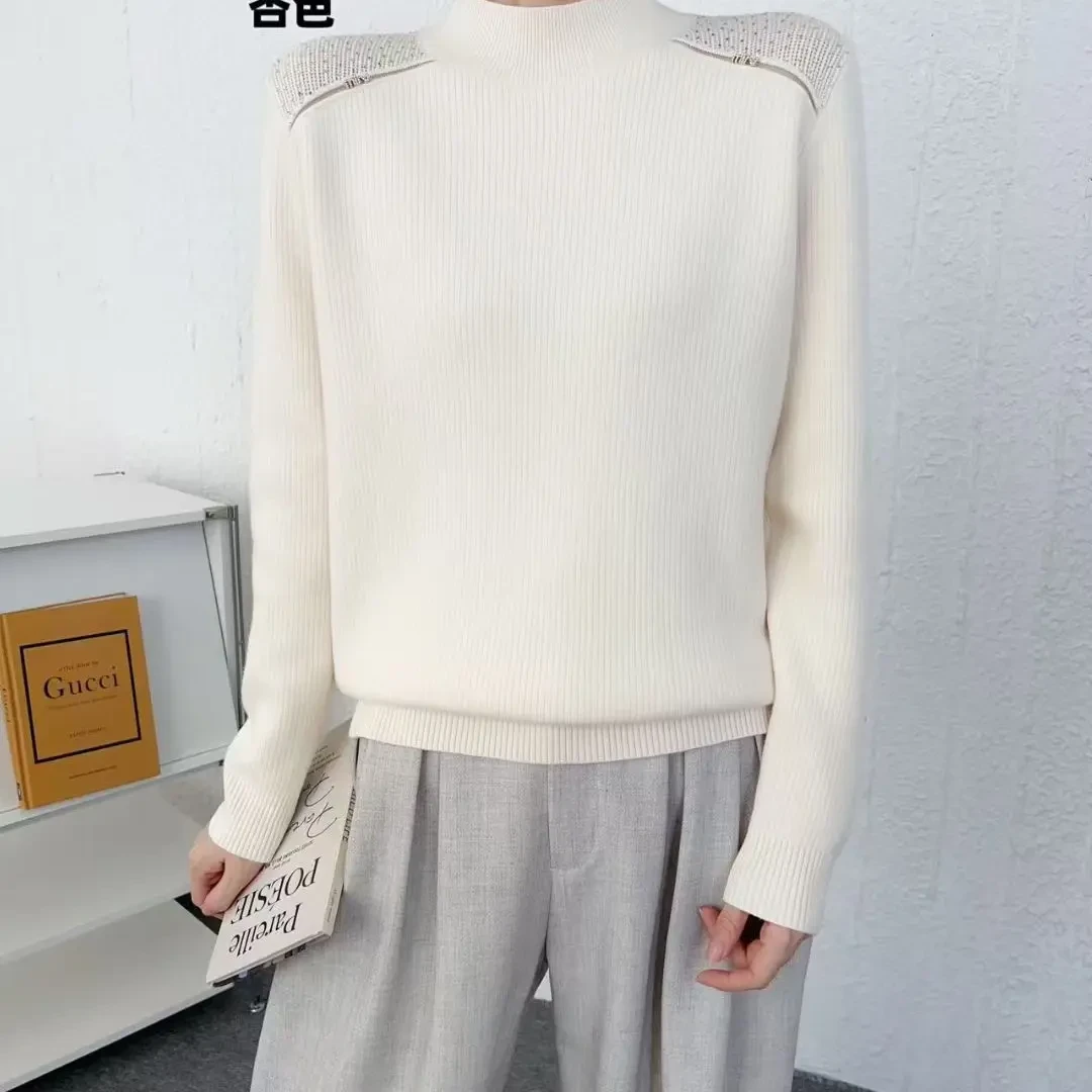 中老年加绒保暖长袖毛针织衫女大码宽松显瘦弹力打底衫秋冬