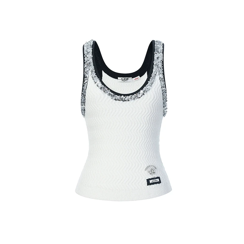 LeFame/拉飞姆2025年春【商场同款新品】银色亮片背心