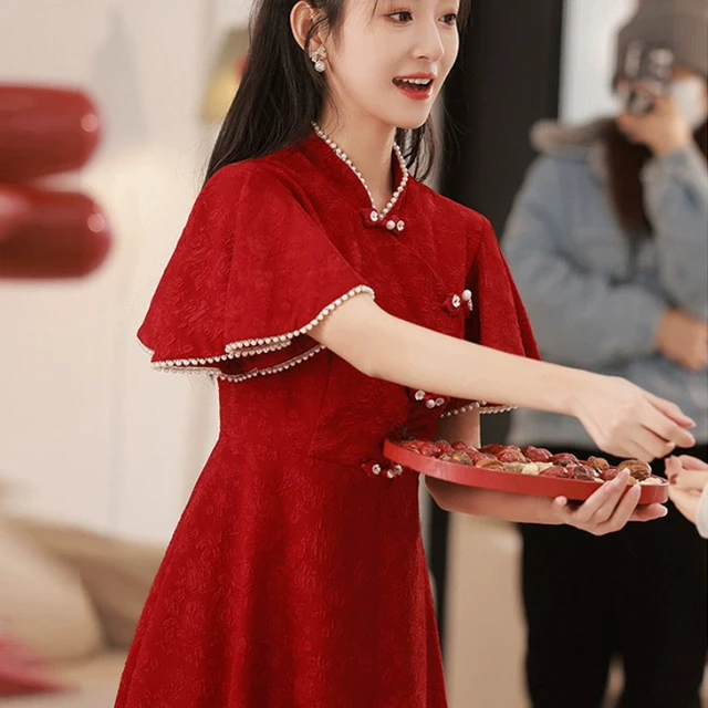 高端气质改良旗袍敬酒服新娘晚礼服2024新款遮肚显瘦孕妇连衣裙女