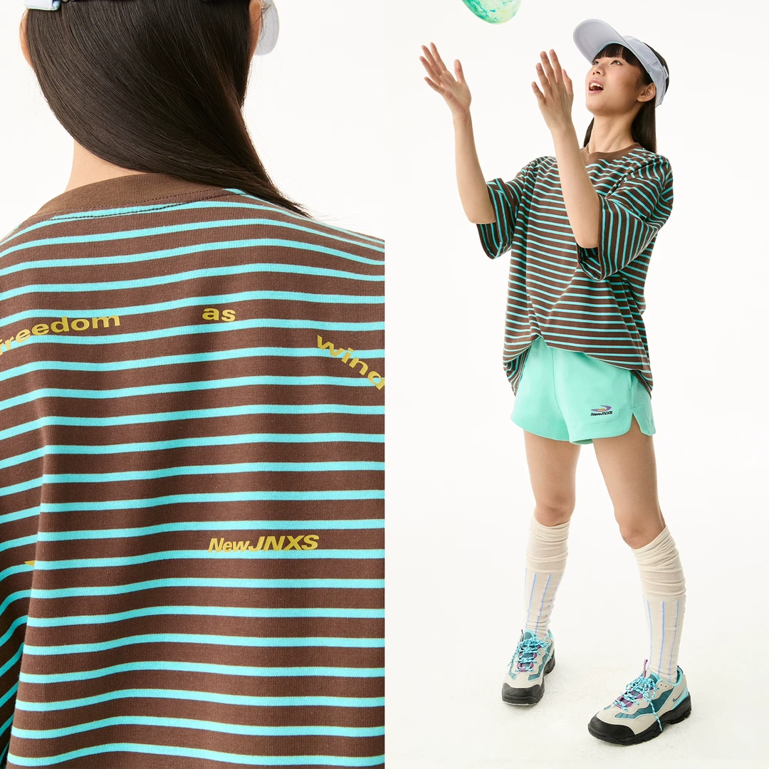 【江南先生】野生无限280g条纹短袖T恤男女宽松情侣半袖夏JN52Y19