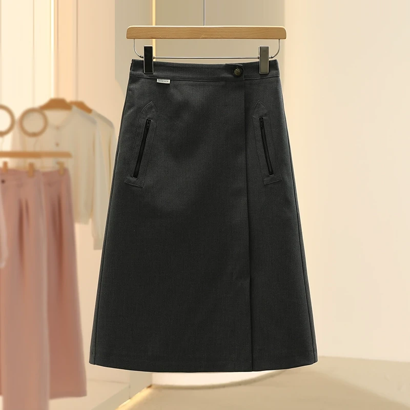 【檬】含羊毛个性知性显瘦半身裙2025春季新款专柜撤柜女装