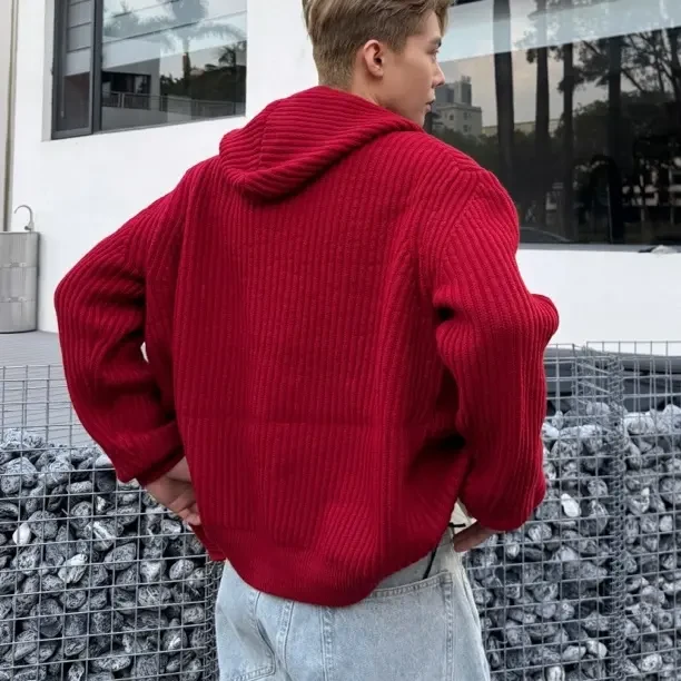 ［暮光之城］超出片节日必备红色针织连帽纯色2025新款毛衣  3308