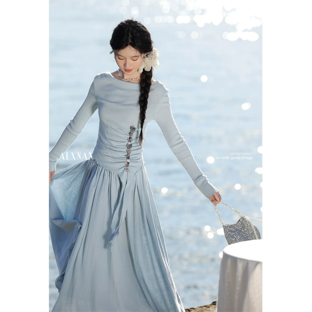 鹿向南【椿野画廊】气质时尚套装2025春季上衣半身裙两件套L529166