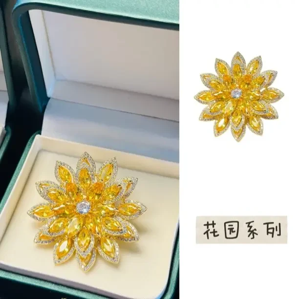 铜合金胸针 金丝雀黄莲胸针时尚