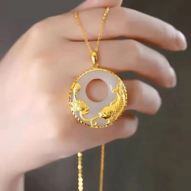 金店同款正品9999黄金色项链女款年年有余富贵套链送女生爱人礼物