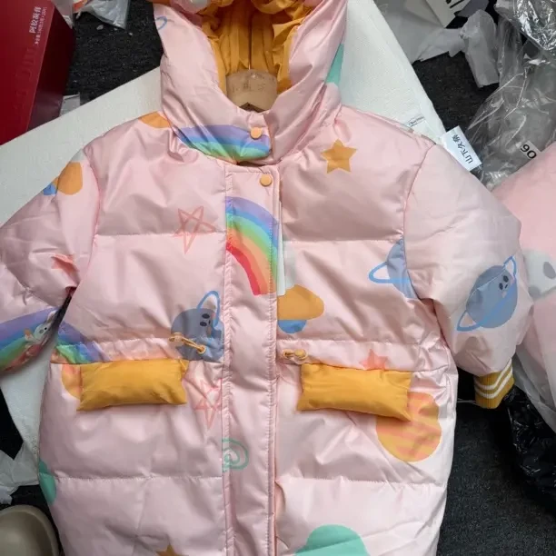 加厚连帽耳朵中长款羽绒服