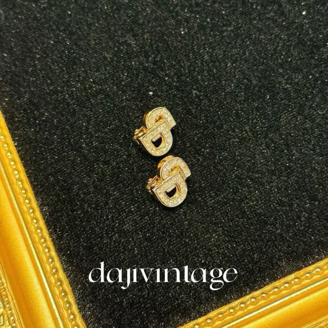 99新 DIOR/迪奥 大吉中古/Dior迪奥cd满钻耳夹