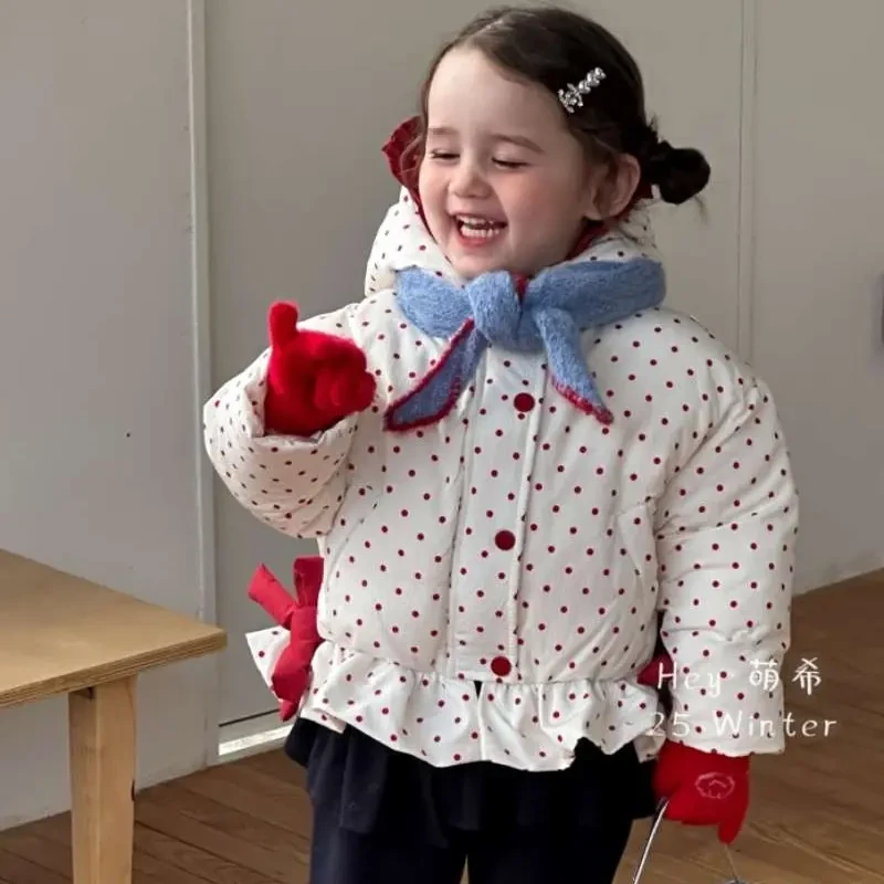 萌希，现货 羽羽服  清版冬季韩版加绒加厚连帽拼色女童棉服外套