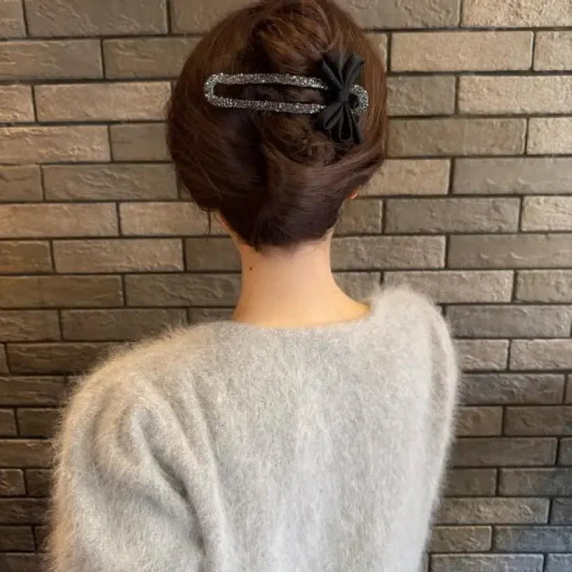 气质碎钻蝴蝶结发卡抓夹女后脑勺懒人盘发神器鸭嘴夹一字夹子头饰