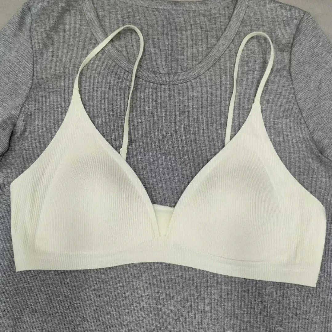 新款夏季法式三角杯无钢圈时尚简约百搭舒适款防凸点聚拢无痕美背