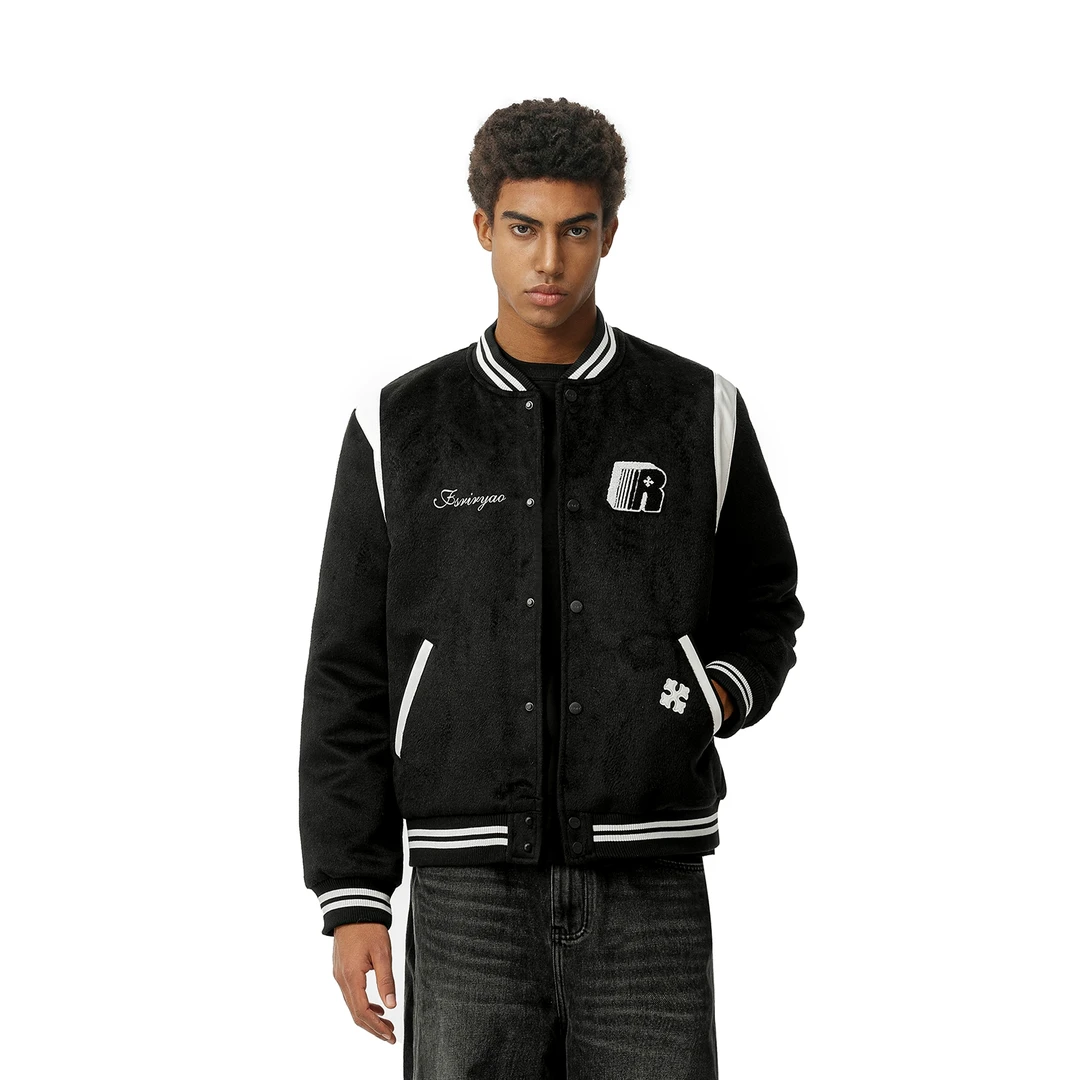 FDR官方店 美式复古基础棒球服外套男女秋冬季加厚保暖情侣装夹克