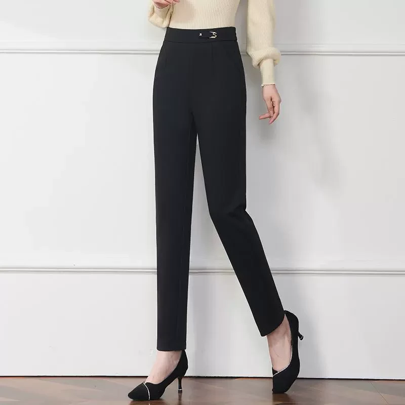 黑色哈伦裤女春季2025新款高腰显瘦职业小脚西装裤子洋气妈妈裤子