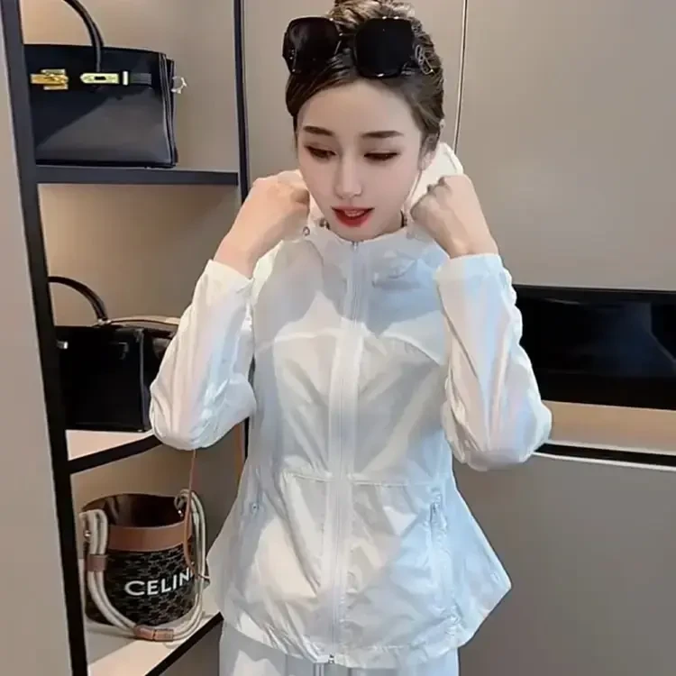【加肥加大300斤】薄款防晒衣女夏季新款时尚洋气户外遮阳连帽外套
