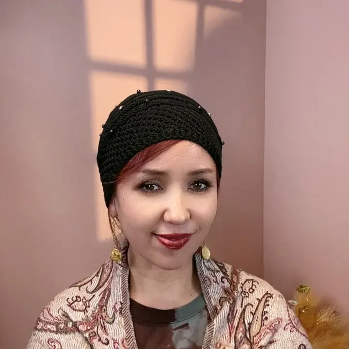 抽绳帽子复古秋冬春秋极简风碎花纯手工女包头帽花朵