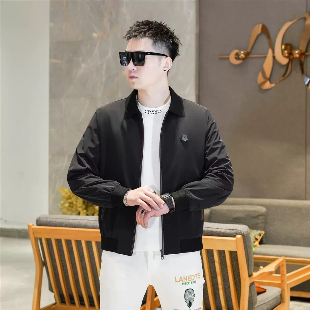 2025春款新品男士高端翻领极简老钱风薄款行政夹克外套GL2528