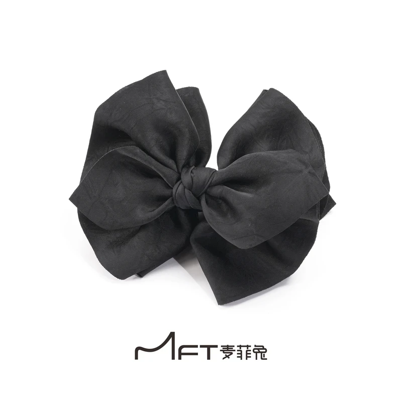 赫本纪事丸子夹2025新款黑色简约蝴蝶结显发量懒人丸子头抓夹发饰