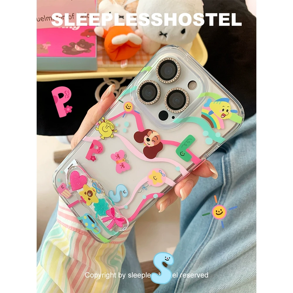失眠招待所可爱糖果跳跳屋ins风字母折叠支架适用苹果17手机壳16
