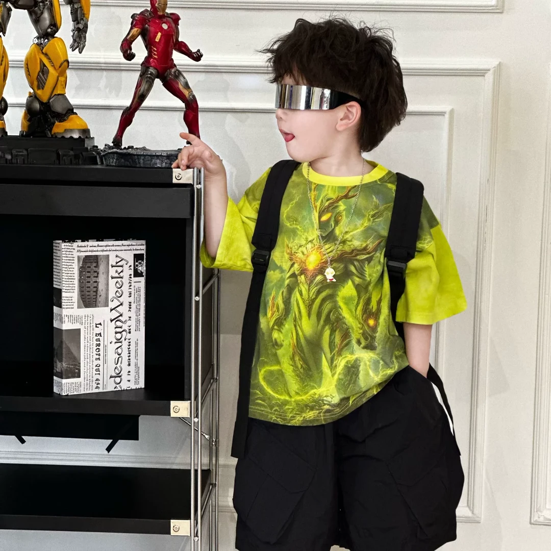 【六一现货】kb7250 | 夏季儿童韩版 绿色奥特曼T恤~