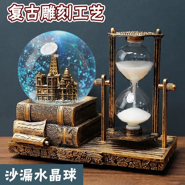 沙漏计时器水晶球八音盒桌面装饰摆件生日礼物送女生家居实用卧室