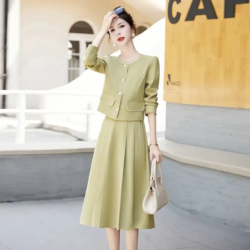 小香风长袖套装裙女2023秋季新款轻熟风洋气减龄气质半身裙两件套