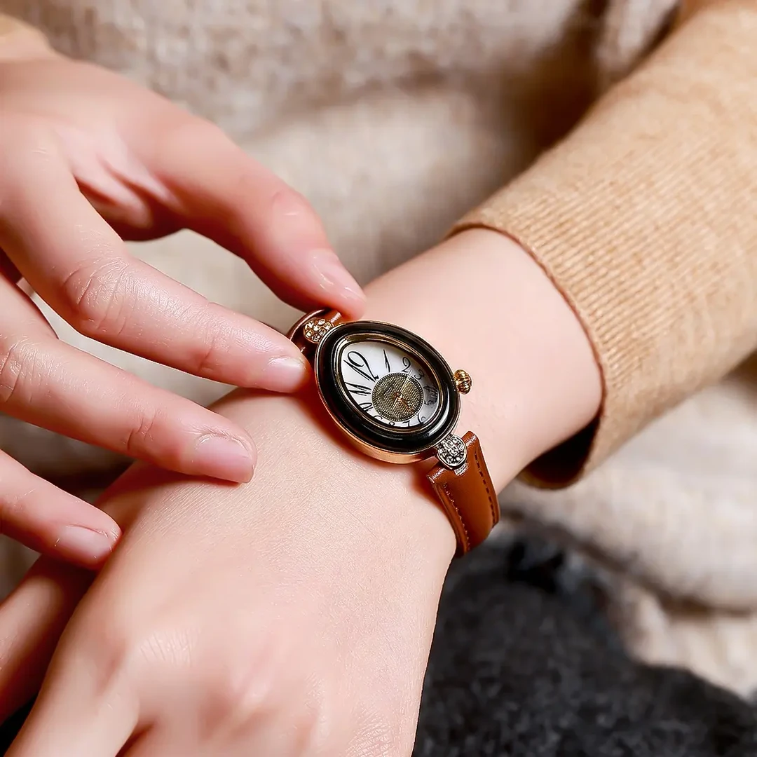 石英手表和田玉复古轻奢简约时尚小清新精致玉石女生腕表
