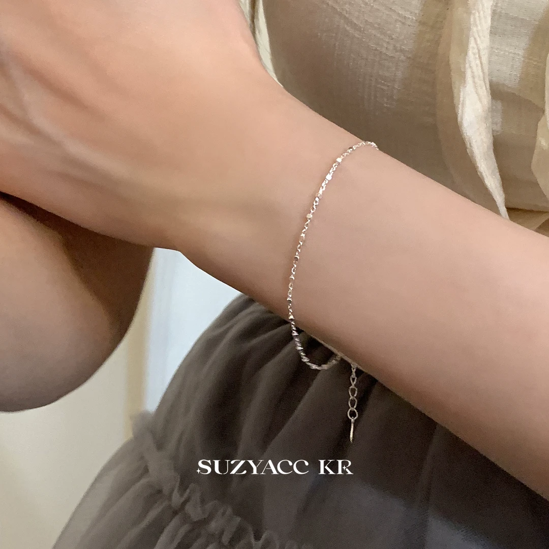Suzyacc Kr 925银手链 小方块碎银手链C2248