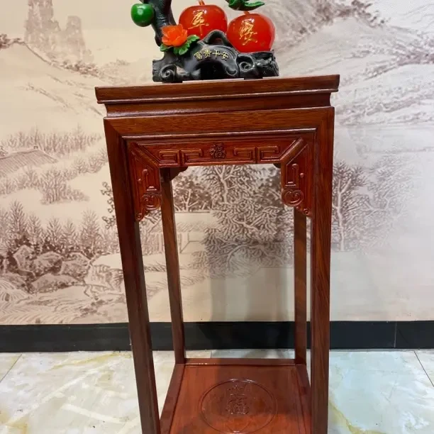 刚果花梨木中式三层鲤鱼花架客厅阳台盆景置物适用